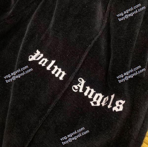 パーム エンジェルス Palm Angels ブランド コピー 2020秋冬 スエットパンツ 肌触りのいい 黒いベルベット黄色ストライプ色合わせ運動用長いズボン